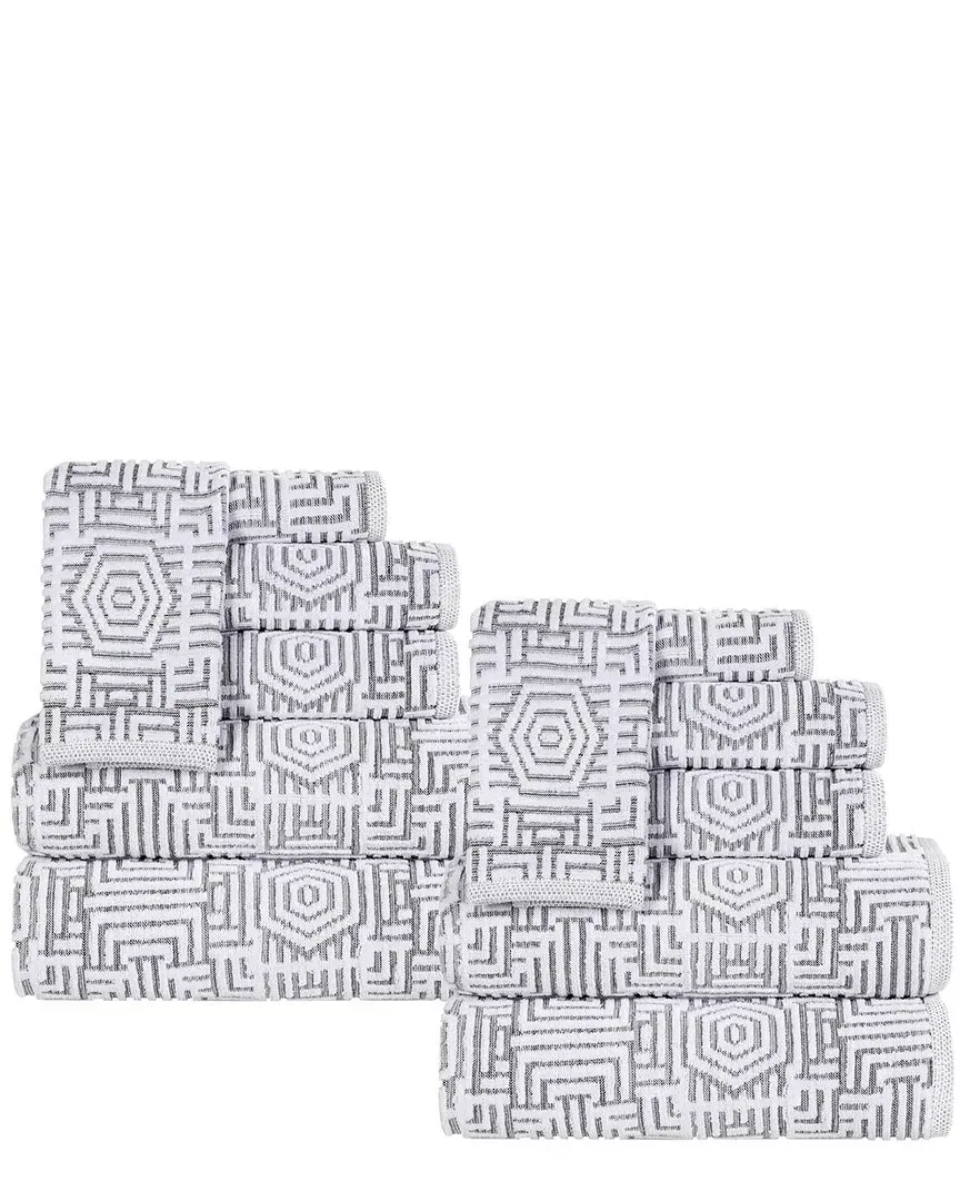 Jasper 12-Piece Towel Set - Charcoal, Cotton