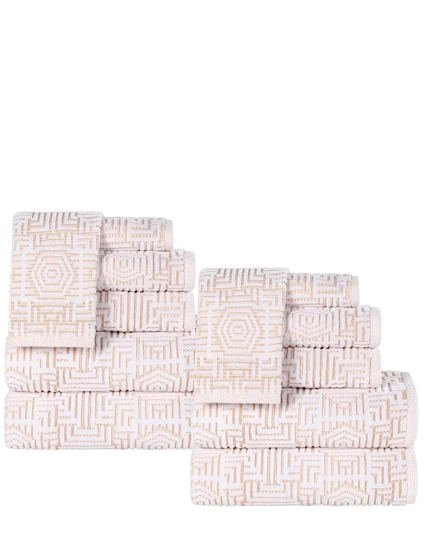 Jasper 12-Piece Towel Set - Gold, Cotton