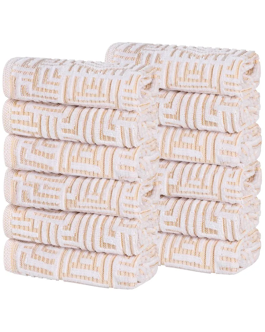 Jasper Set of 12 Washcloths - Gold, Cotton