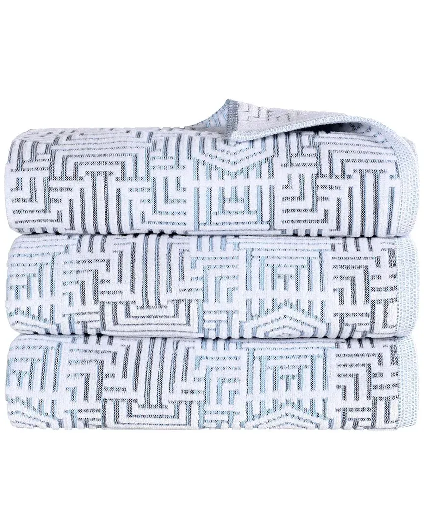 Jasper Set of 3 Bath Towels - Blue, Cotton