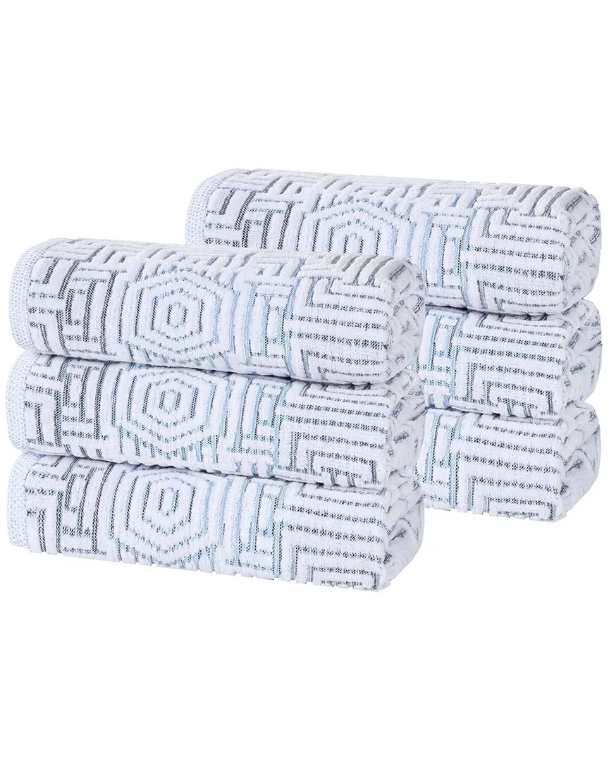 Jasper Set of 6 Hand Towels - Blue, Cotton