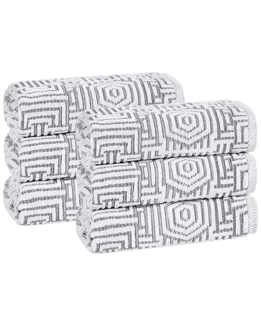 Jasper Set of 6 Hand Towels - Charcoal, Cotton