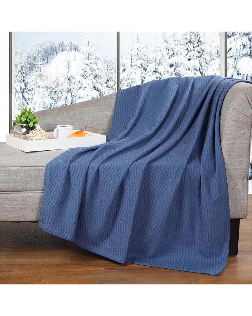 Jena Chevron Throw Blanket - Blue, Cotton