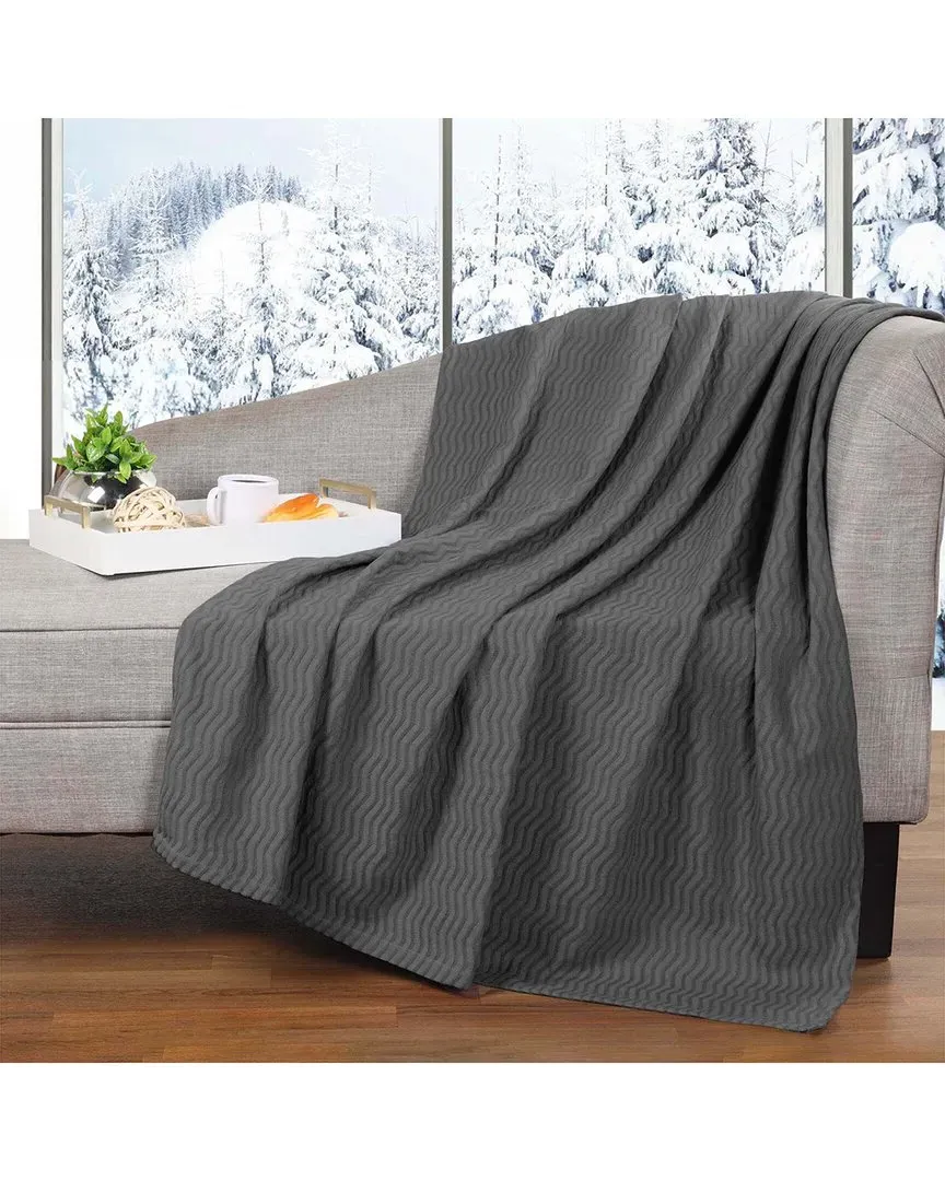 Jena Chevron Throw Blanket - Charcoal, Cotton