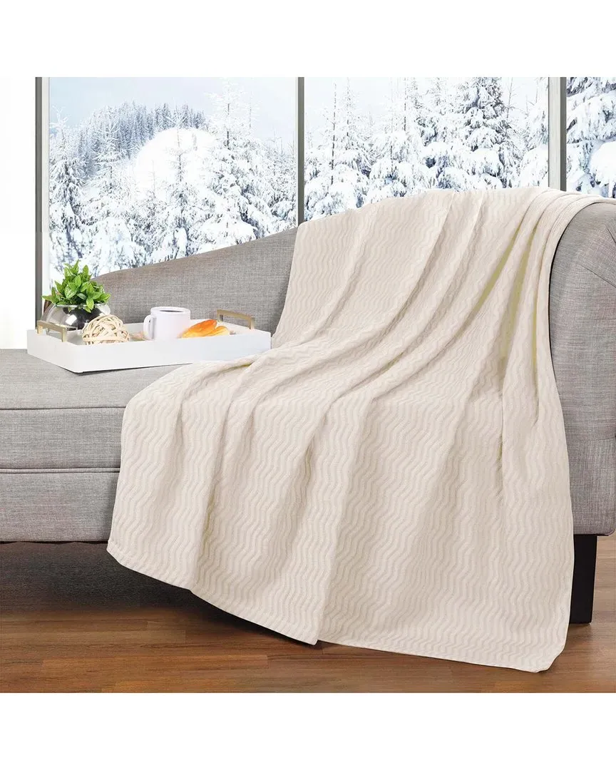 Jena Chevron Throw Blanket - Ivory, Cotton image
