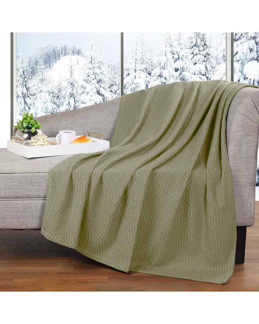 Jena Chevron Throw Blanket - Sage, Cotton