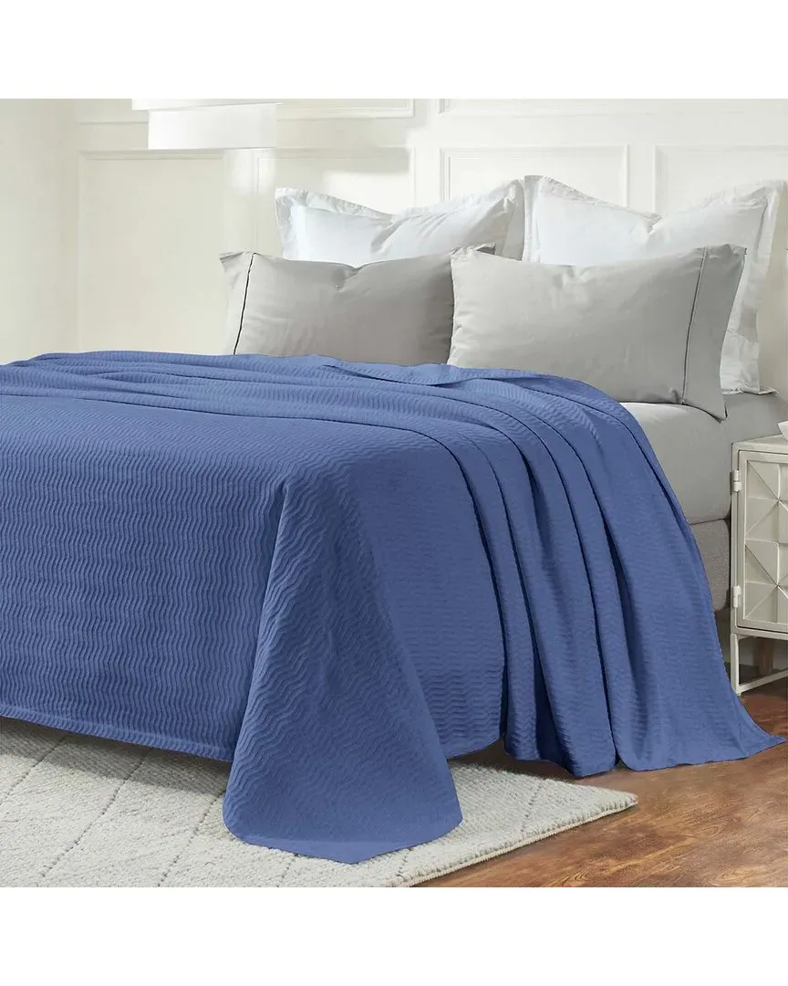 Jena Cotton Textured Chevron Lightweight Woven Blanket - Blue image