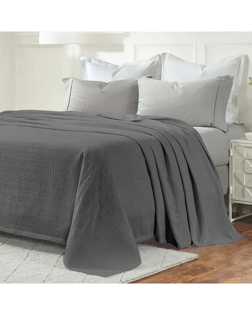 Jena Cotton Textured Chevron Lightweight Woven Blanket - Charcoal