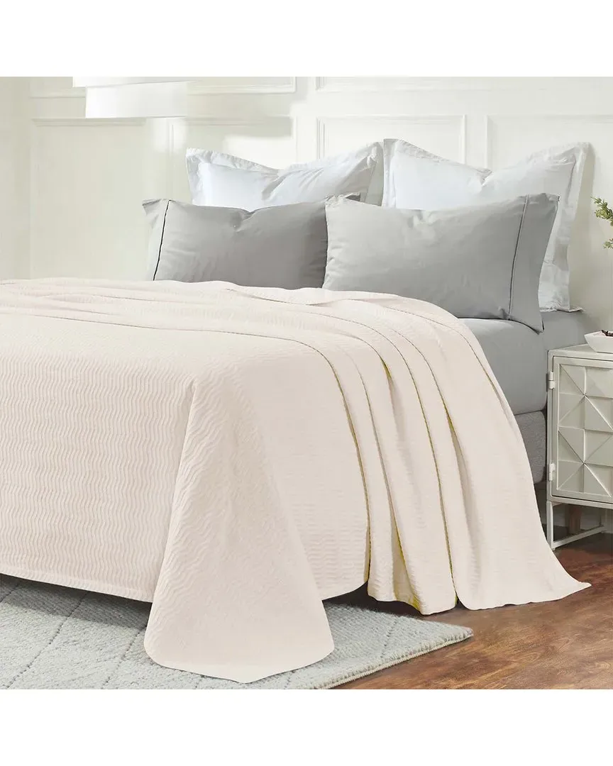 Jena Cotton Textured Chevron Lightweight Woven Blanket - Ivory