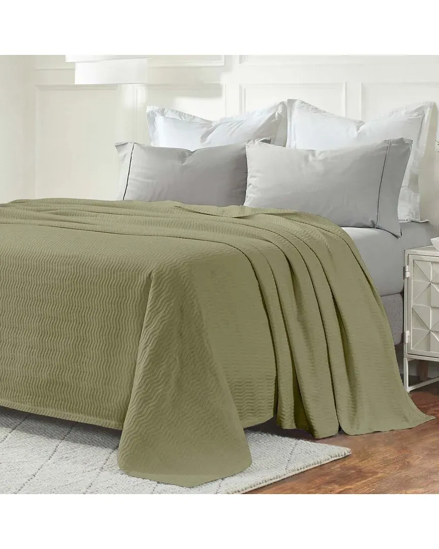 Jena Cotton Textured Chevron Lightweight Woven Blanket - Sage