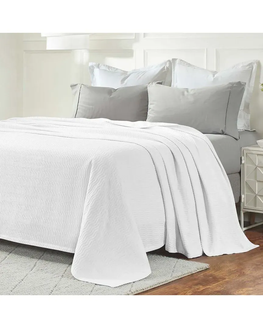 Jena Cotton Textured Chevron Lightweight Woven Blanket - White
