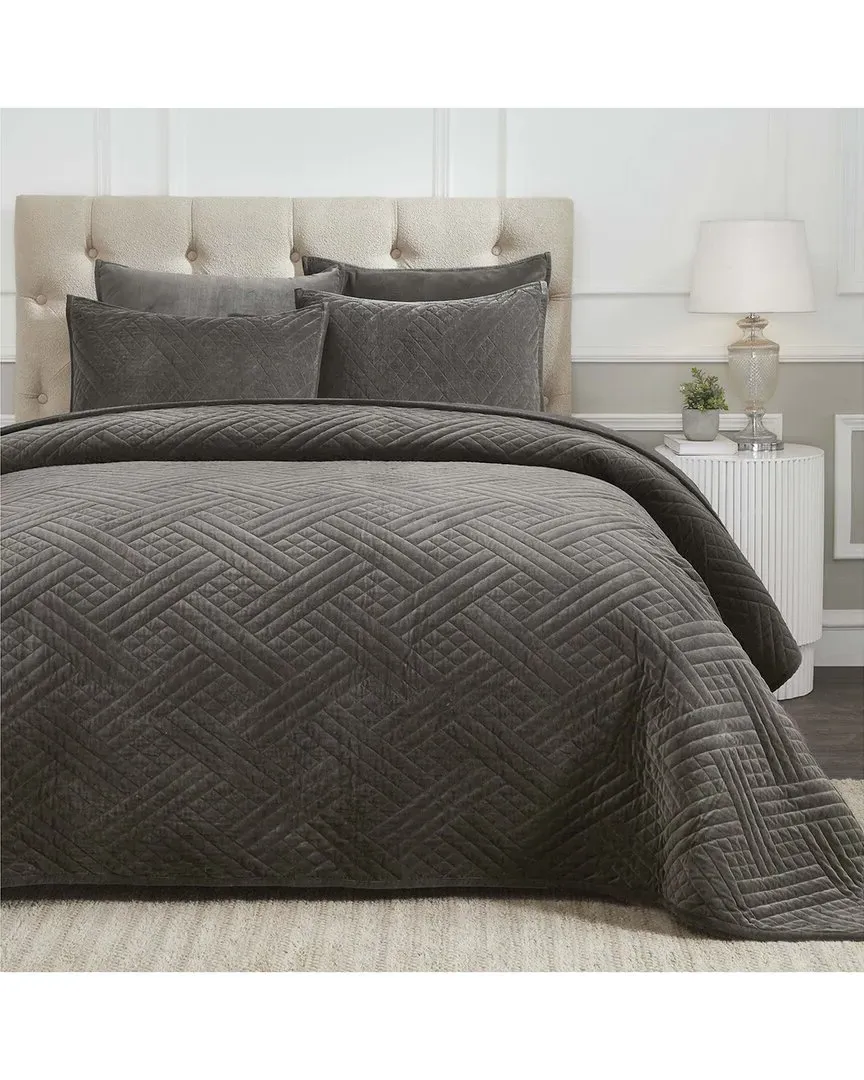 Karina Lightweight Quilt Set - Grey, Cotton Velvet