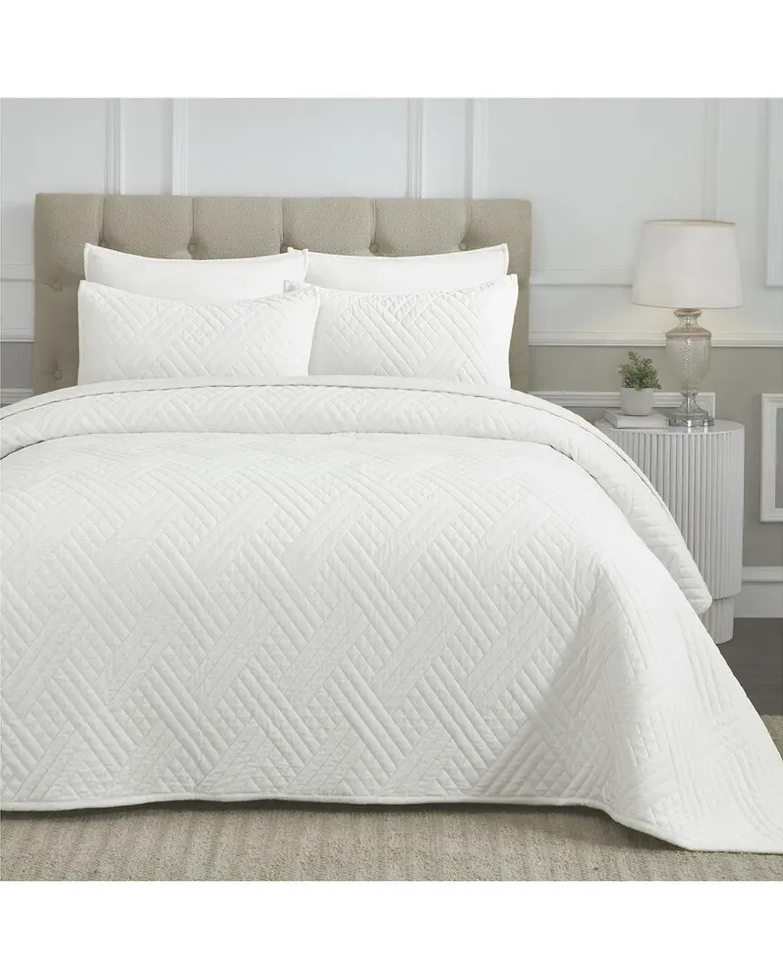 Karina Lightweight Quilt Set - White, Cotton Velvet