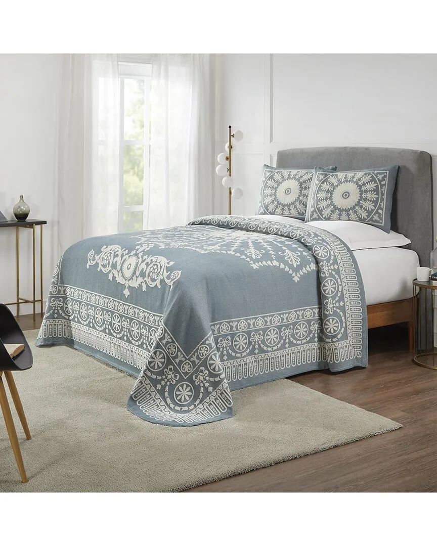 Kymbal Medallion Woven Jacquard Bedspread Set - Blue, Cotton image