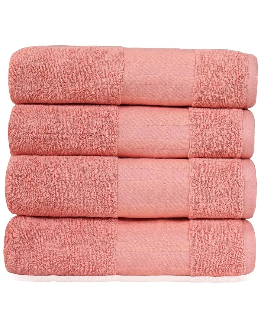 Larissa 4pc Geometric Bath Towel Set - Coral, Cotton image