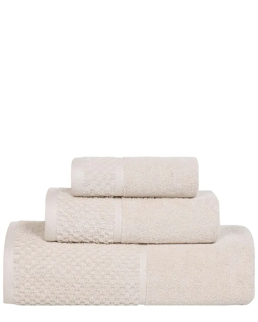 Lodie 3-Piece Towel Set - Ivory Charcoal, Cotton