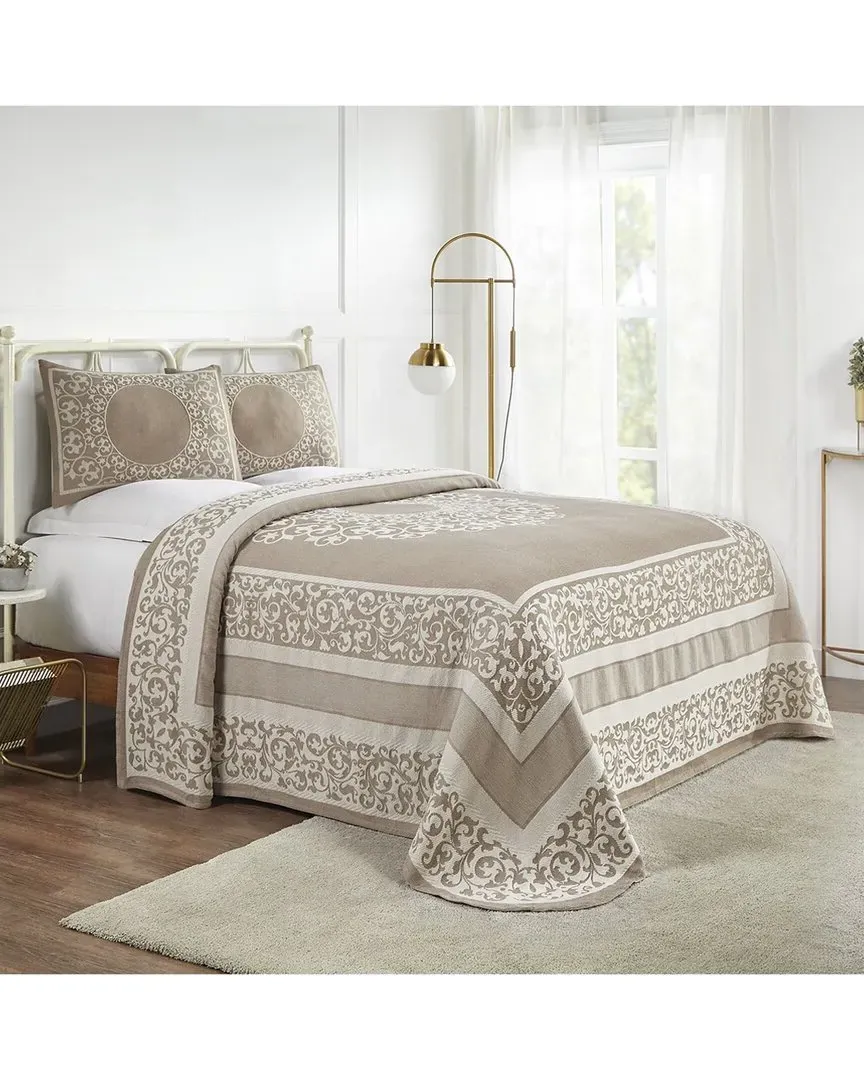 Lyron Boho Mandala Jacquard Bedspread and Sham Set - Taupe