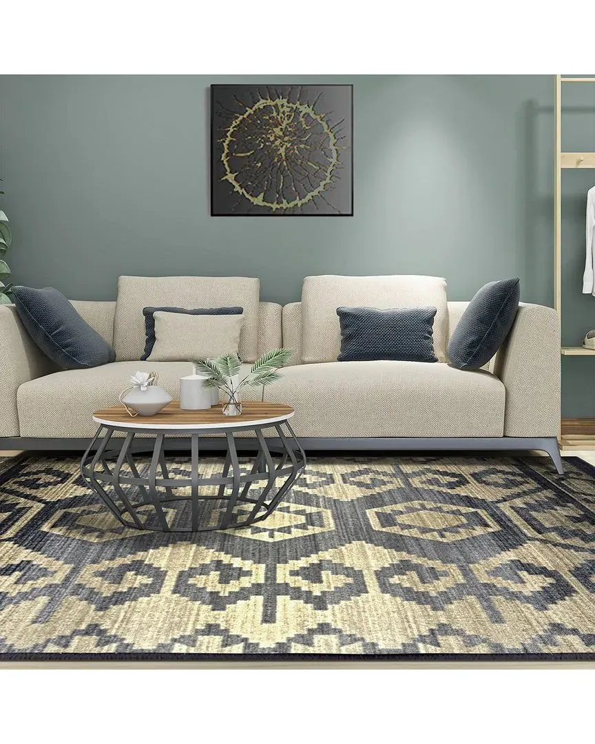 Machine Washable Catori Area Rug - Black/Beige image