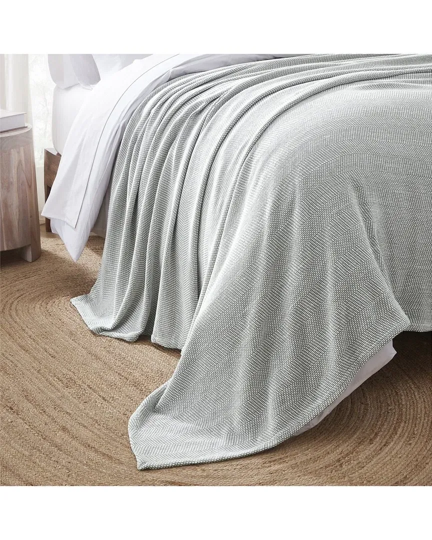 Maya Chenille Herringbone Blanket - Green, Cotton