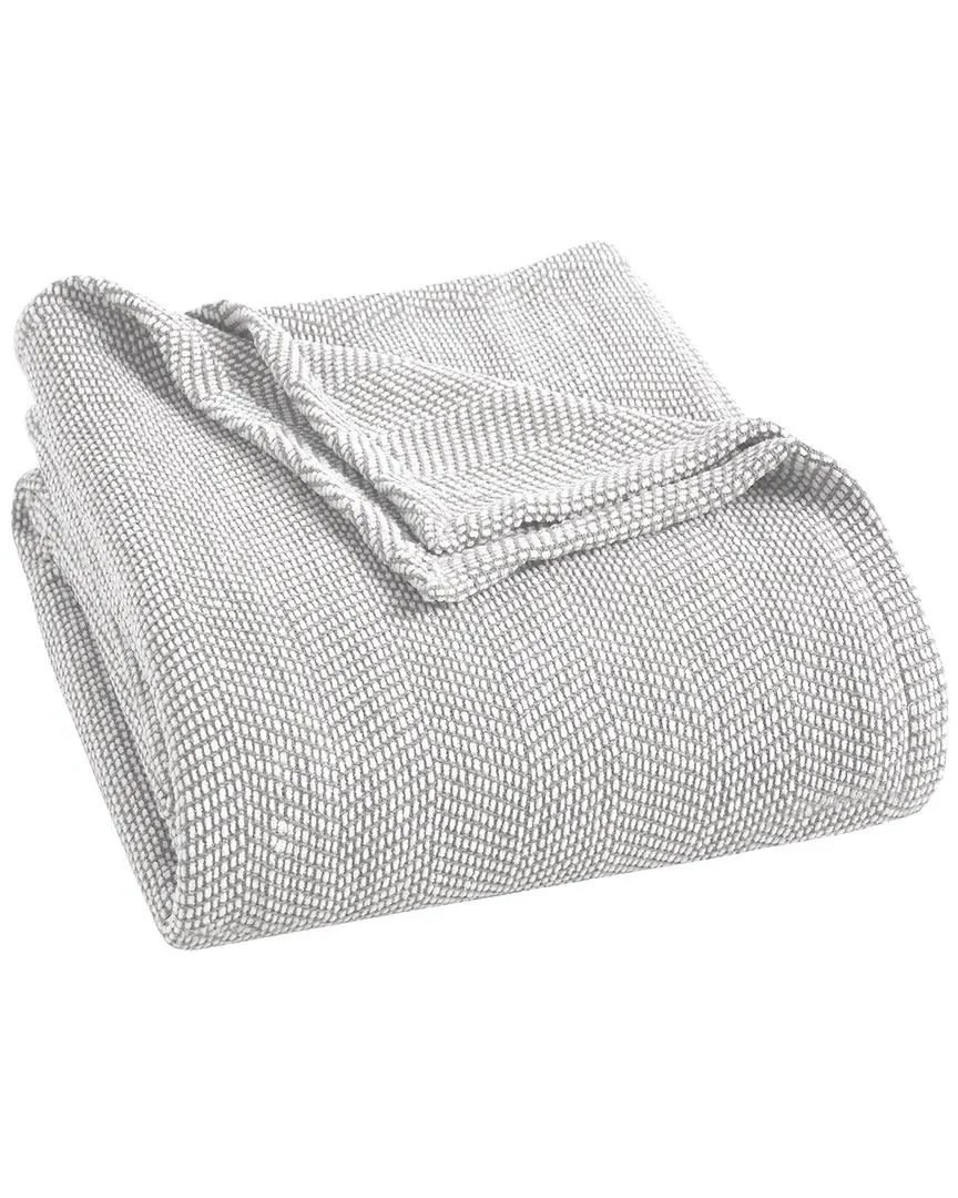 Maya Chenille Herringbone Throw - Grey, Cotton