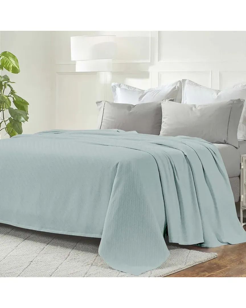 Milan Cotton Textured Striped Lightweight Woven Blanket - Aqua