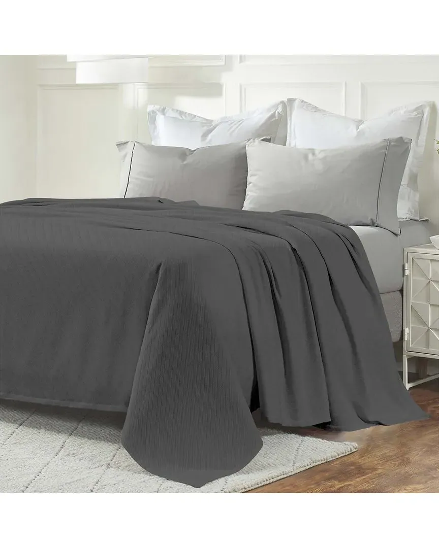 Milan Cotton Textured Striped Lightweight Woven Blanket - Charcoal image