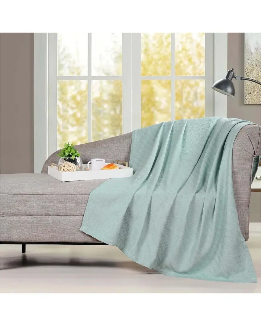 Milan Cotton Textured Striped Throw Blanket - Aqua image
