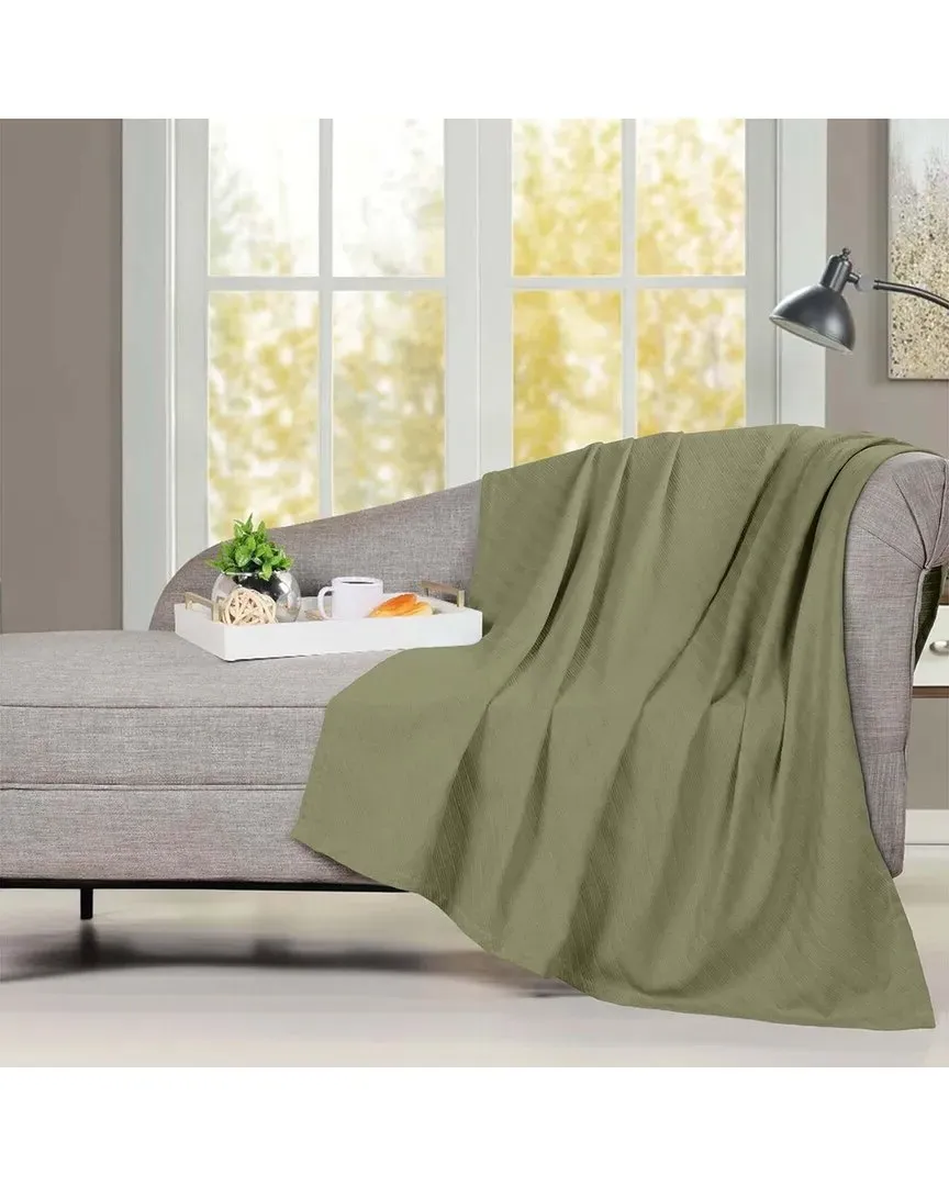 Milan Cotton Textured Striped Throw Blanket - Sage