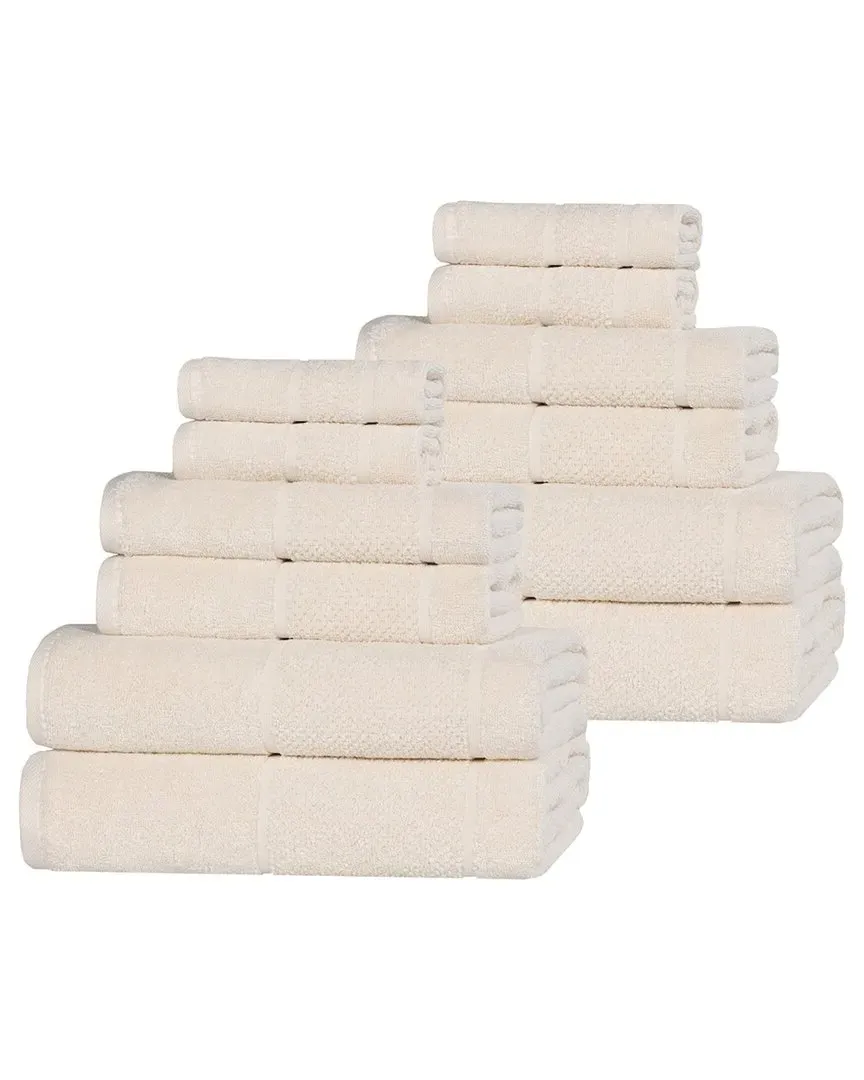 Mile Smart Twist 12-Piece Towel Set - Ivory, Cotton