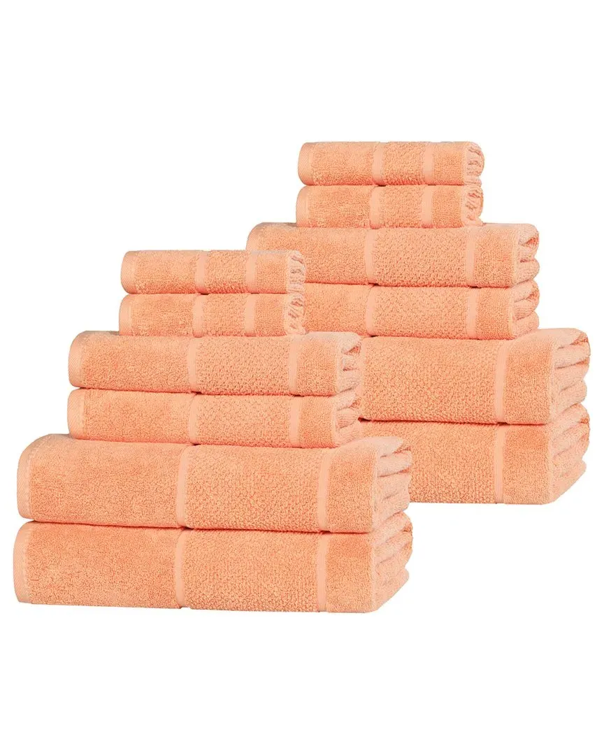 Mile Smart Twist 12-Piece Towel Set - Peach, Cotton