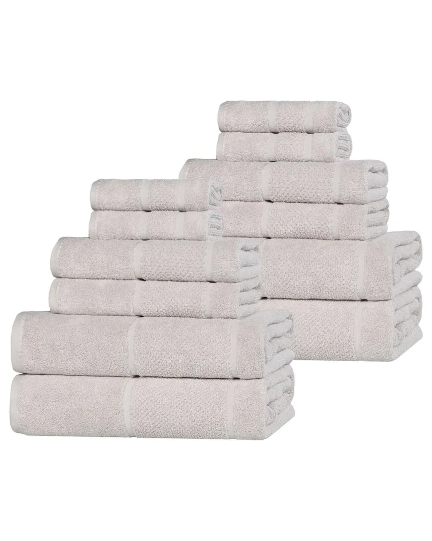 Mile Smart Twist 12-Piece Towel Set - Silver, Cotton