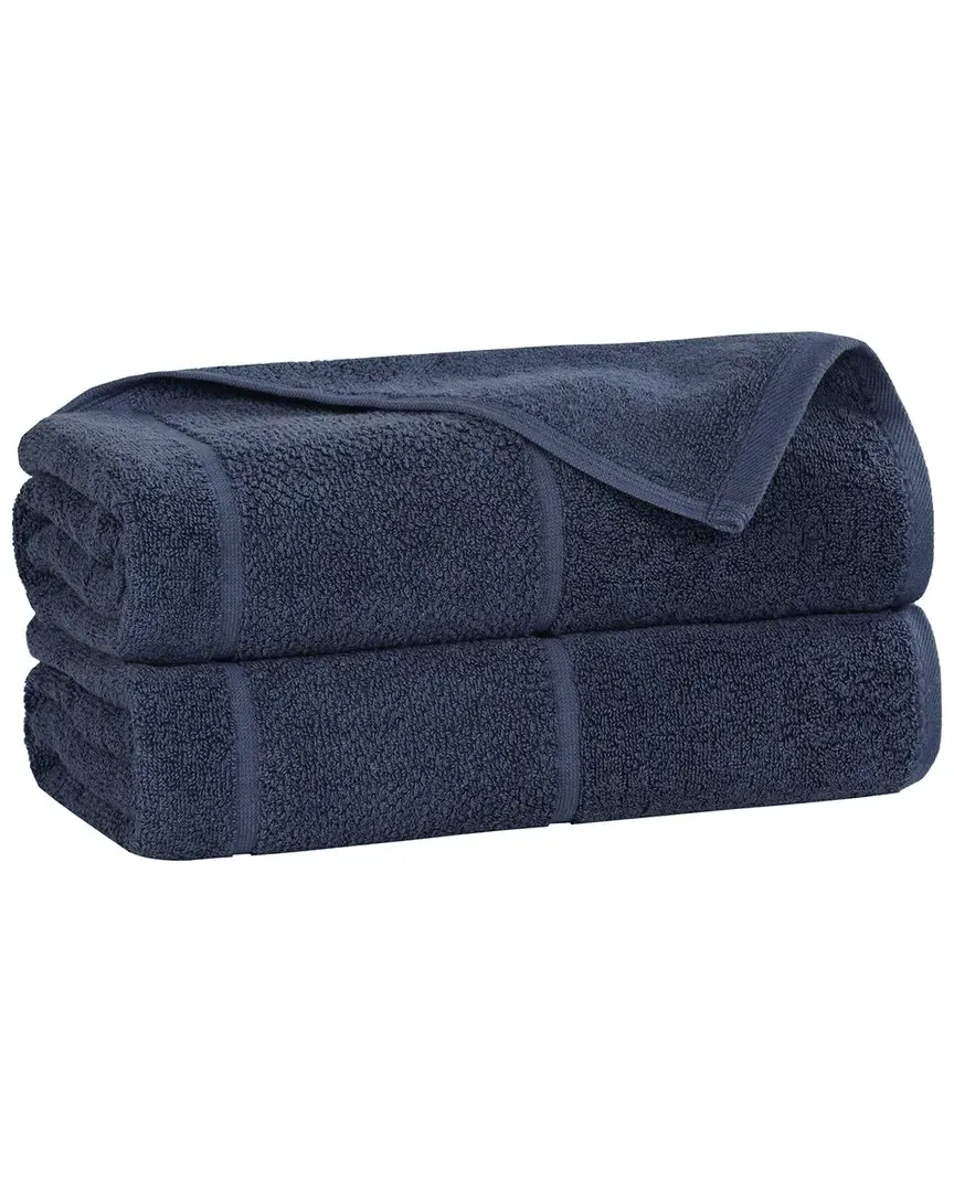 Mile Smart Twist 2-Piece Bath Sheet Set - Navy, Cotton
