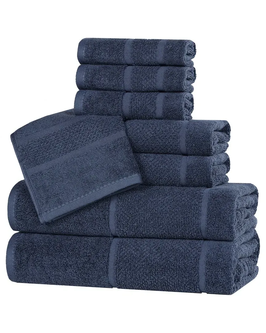 Mile Smart Twist 8-Piece Towel Set - Navy Blue, Cotton