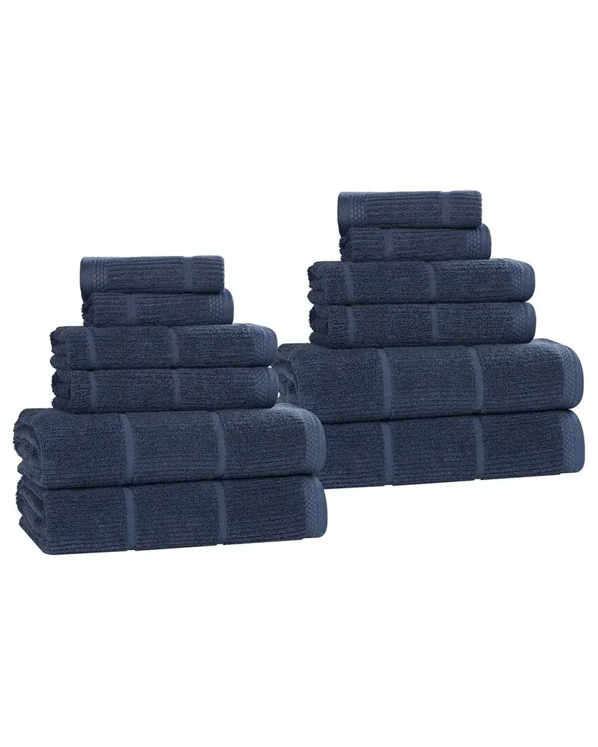 Milo Smart Twist 12-Piece Bath Towel Set - Navy Blue, Cotton