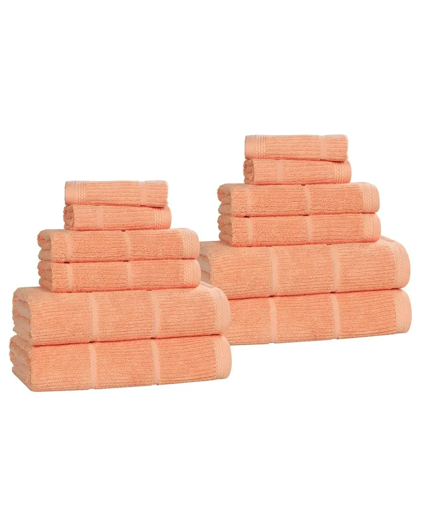 Milo Smart Twist 12-Piece Bath Towel Set - Peach, Cotton