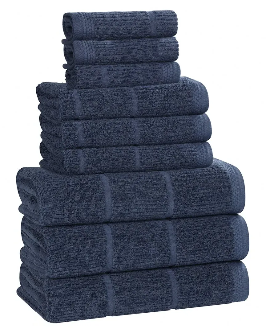 Milo Smart Twist 9-Piece Bath Towel Set - Navy Blue, Cotton