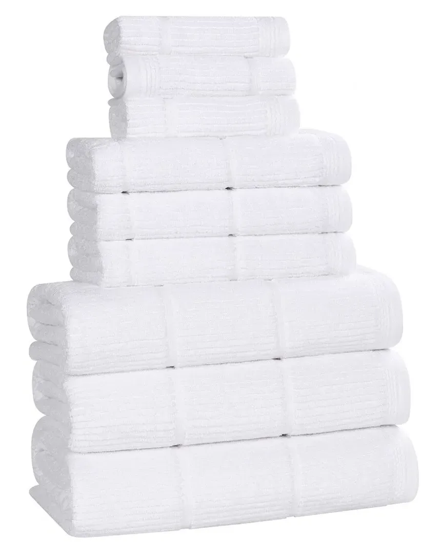 Milo Smart Twist 9-Piece Bath Towel Set - White, Cotton