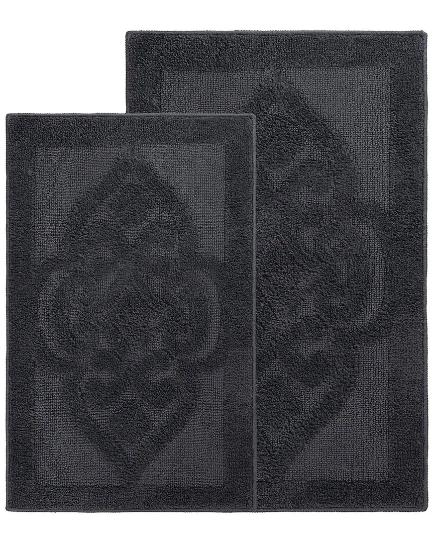 Myra Medallion Large Bath Rug Set - Charcoal, Polyester image