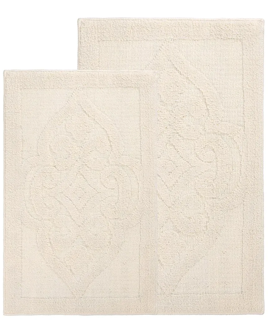 Myra Medallion Set of 2 Medium Bath Rugs - Ivory, Polyester image