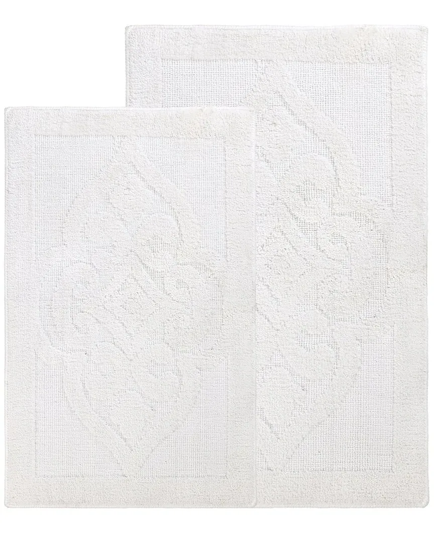 Myra Medallion Set of 2 Medium Bath Rugs - White, Polyester