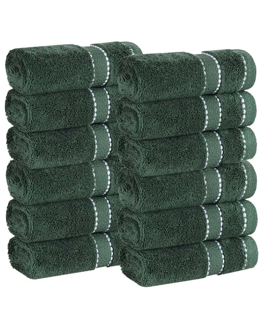 Niles 12-Piece Washcloth Set with Dobby Border - Giza Cotton