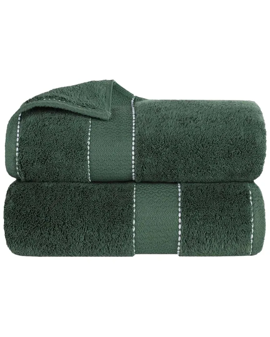 Niles 2-Piece Bath Sheet Set with Dobby Border - Giza Cotton