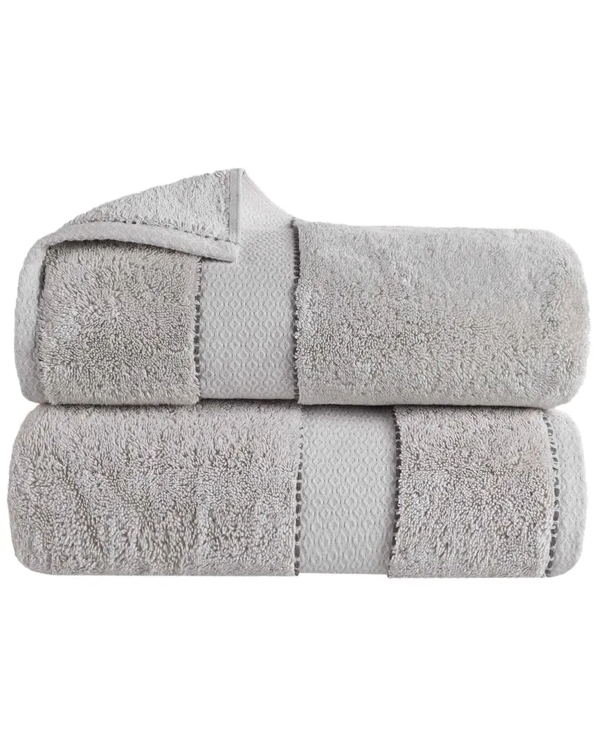 Niles 2-Piece Bath Sheet Set with Dobby Border - Giza Cotton