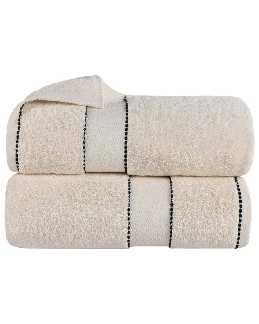 Niles 2-Piece Bath Sheet Set with Dobby Border - Giza Cotton