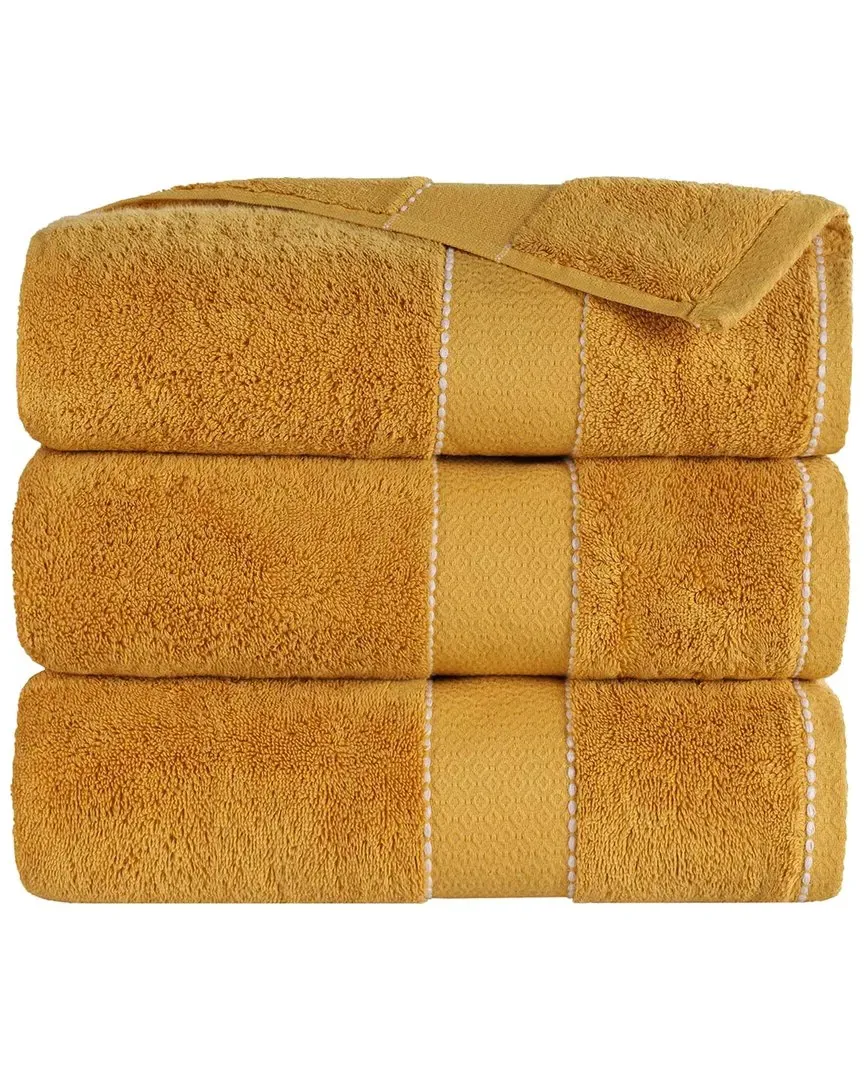 Niles 3-Piece Bath Towel Set with Dobby Border - Giza Cotton