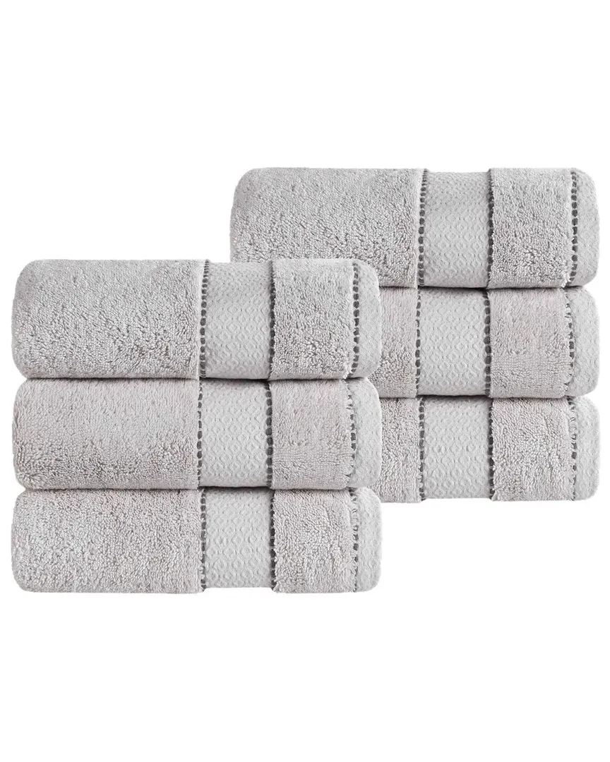 Niles 6-Piece Hand Towel Set with Dobby Border - Giza Cotton