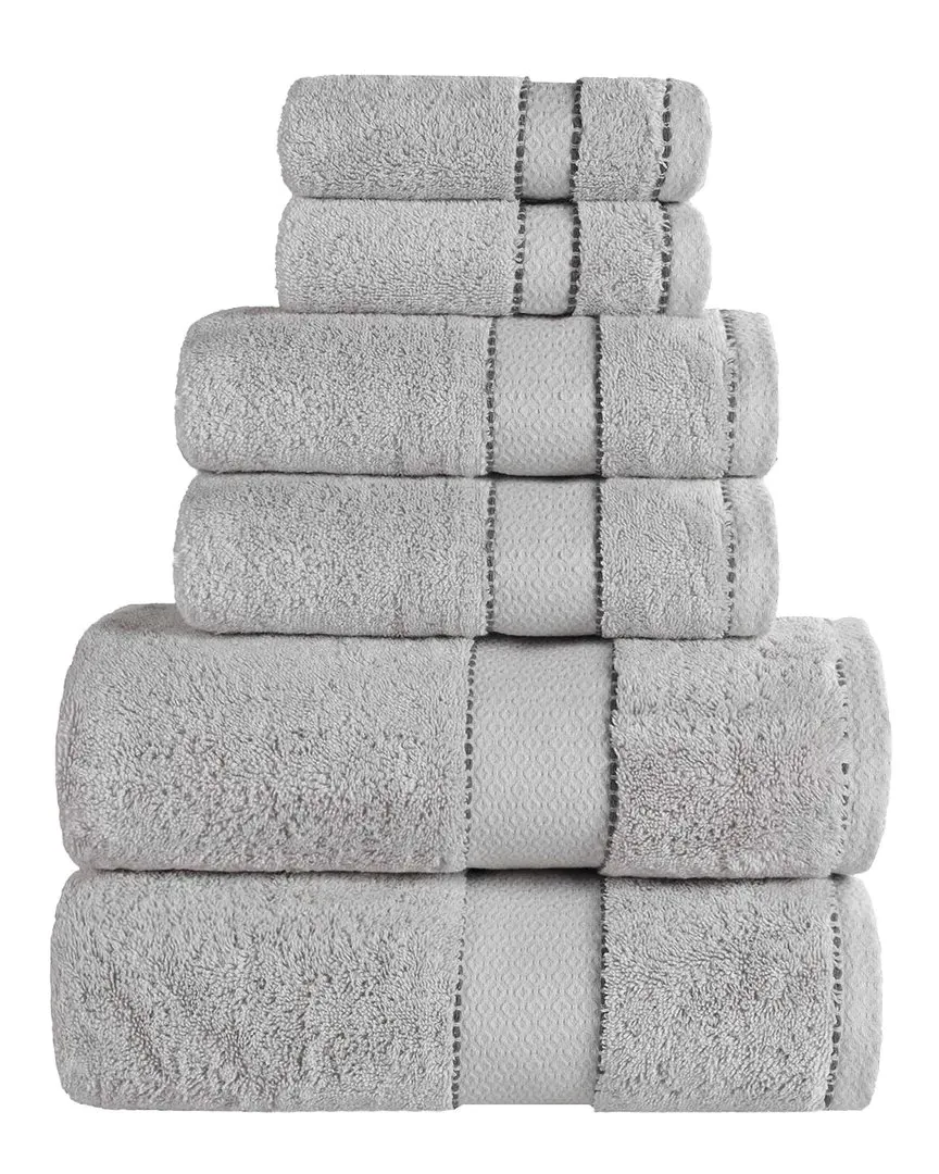 Niles 6-Piece Towel Set with Dobby Border - Giza Cotton