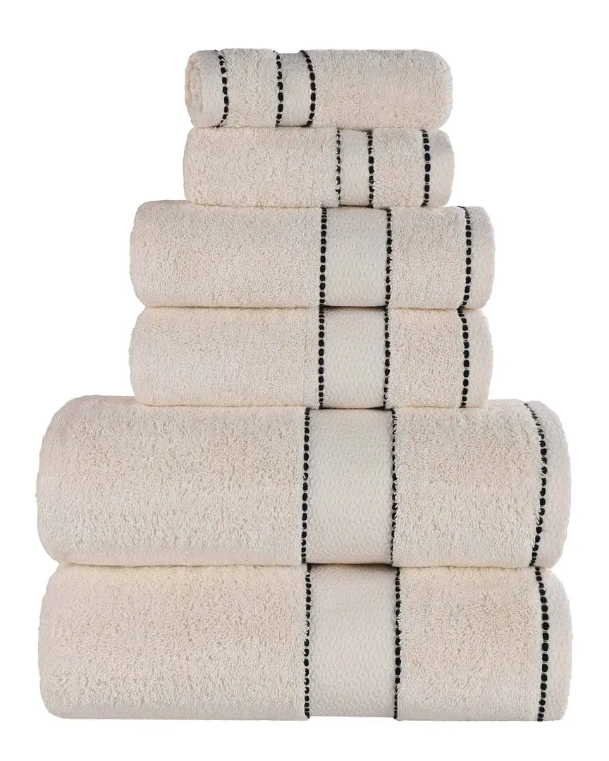 Niles 6-Piece Towel Set with Dobby Border - Giza Cotton