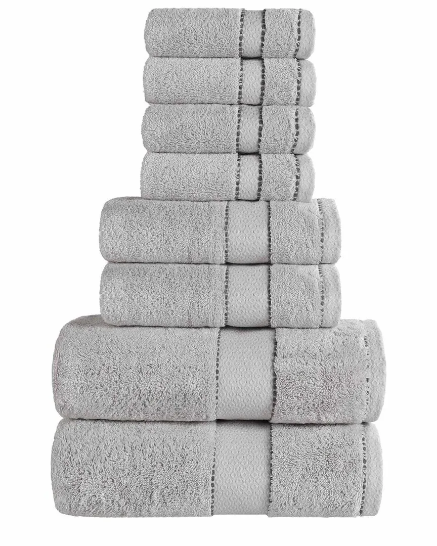 Niles 8-Piece Towel Set with Dobby Border - Giza Cotton