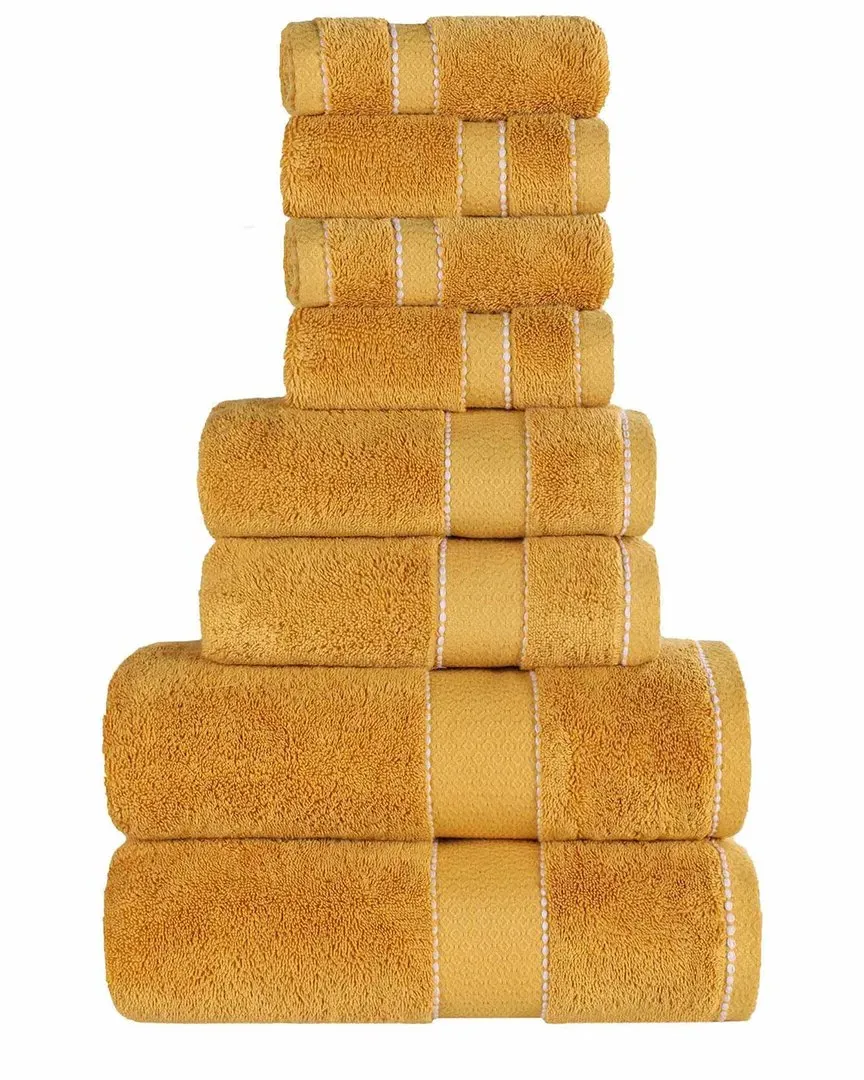 Niles 8-Piece Towel Set with Dobby Border - Gold, Giza Cotton